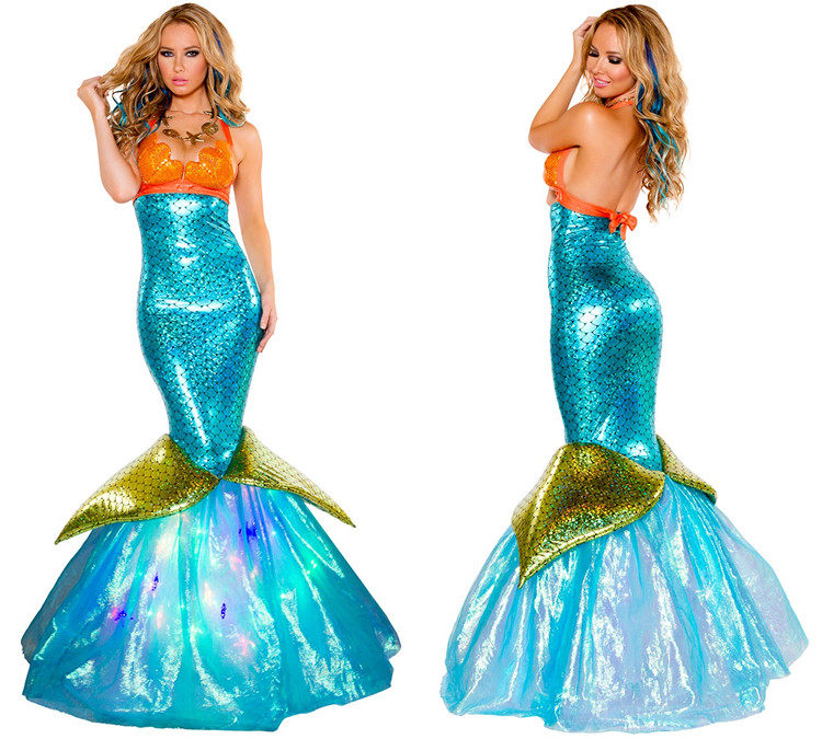 万圣节服装cosplay成人角色扮演人鱼公主性感裹胸礼服演出服民族服装