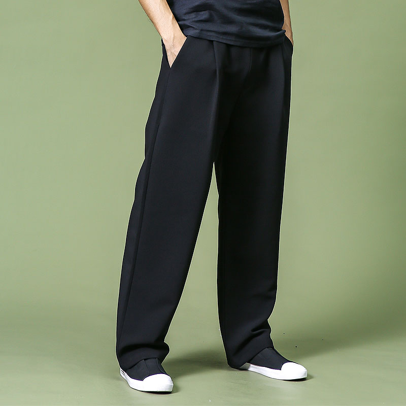 原创男士休闲直筒长裤宽松阔腿裤坠感加肥加大码大裆裤单褶秋冬潮