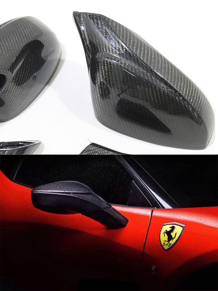 适用于法拉利改装后视镜ferrari458碳纤维替换换式倒车镜壳汽车包围