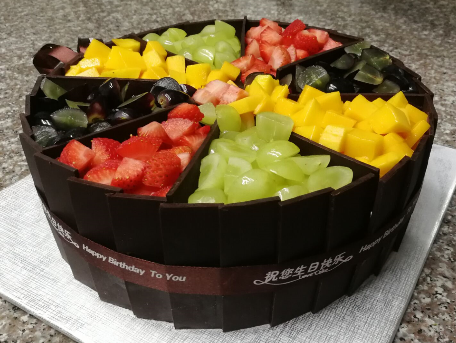 新鲜芒果草莓水果拼盘巧克力片520情人节生日蛋糕店广州佛山配送