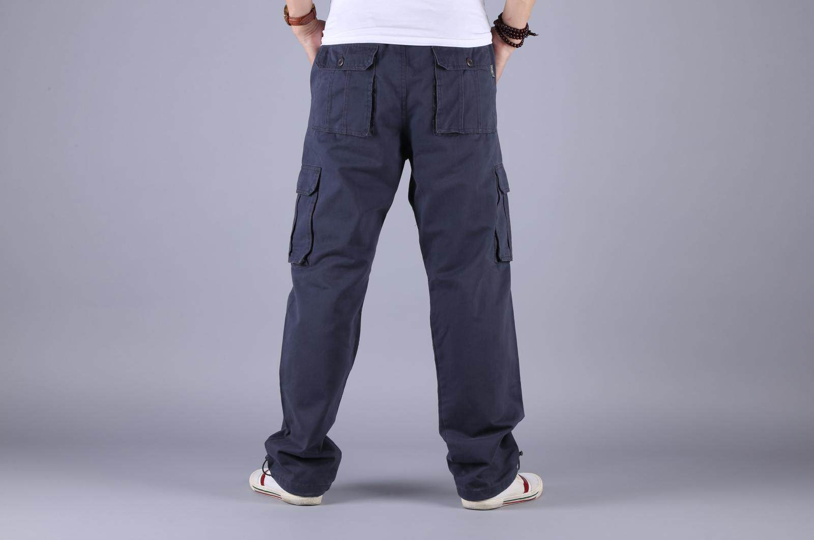 她折扣 男装 秋季厚款男士多袋裤户外宽松休闲裤运动工装裤男长裤子