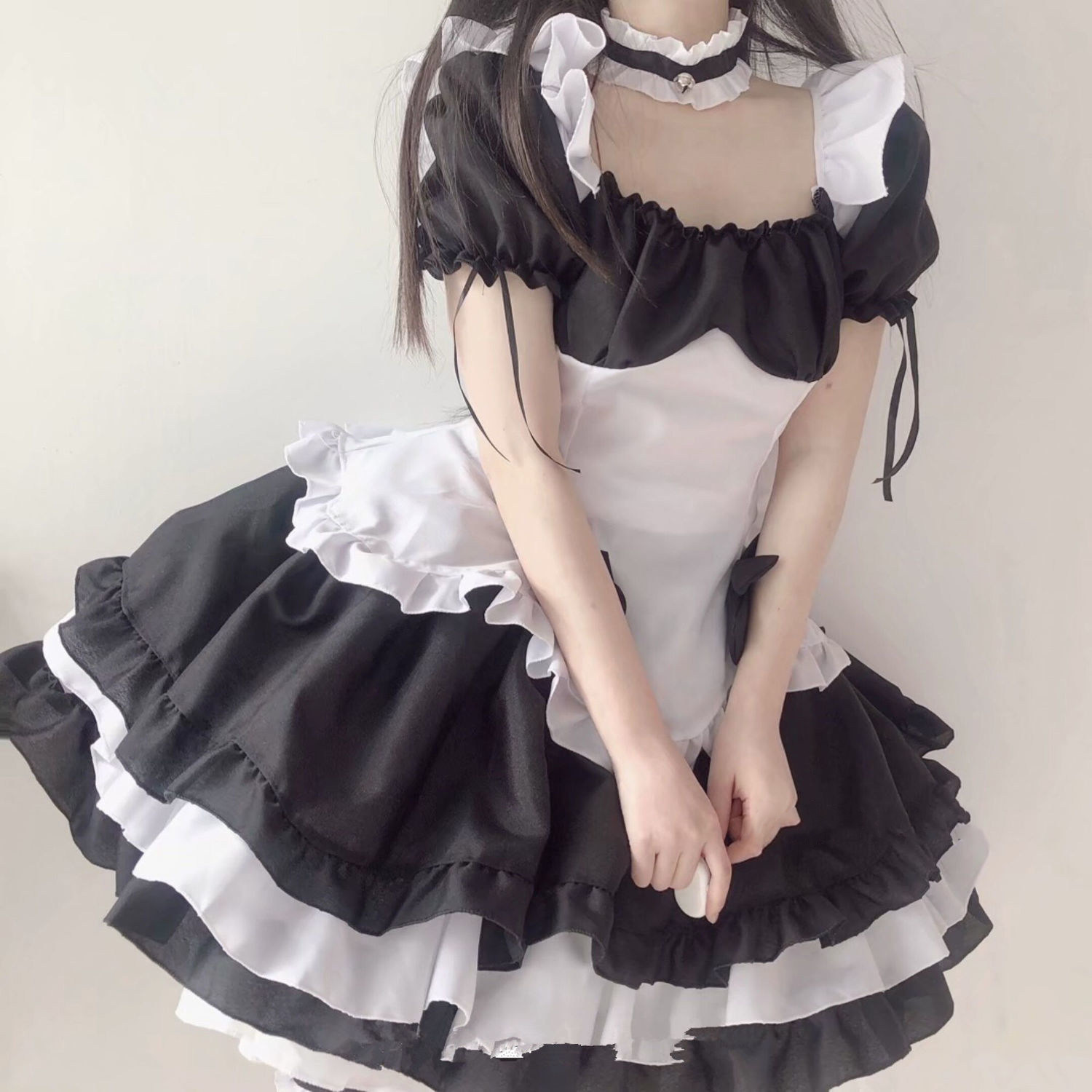 日系黑白白色女仆女装大佬日常洛丽塔女佣可爱cosplay女装