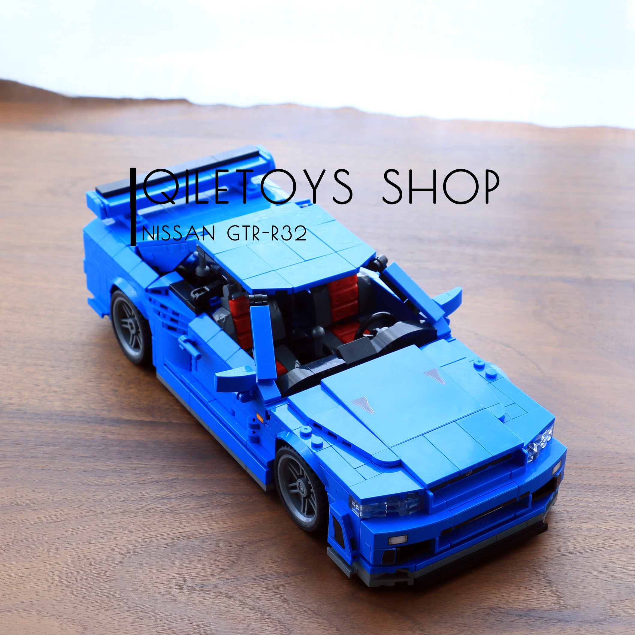 moc匹配乐高积木跑车日产gtr-r34jdm复古模型塑料积木