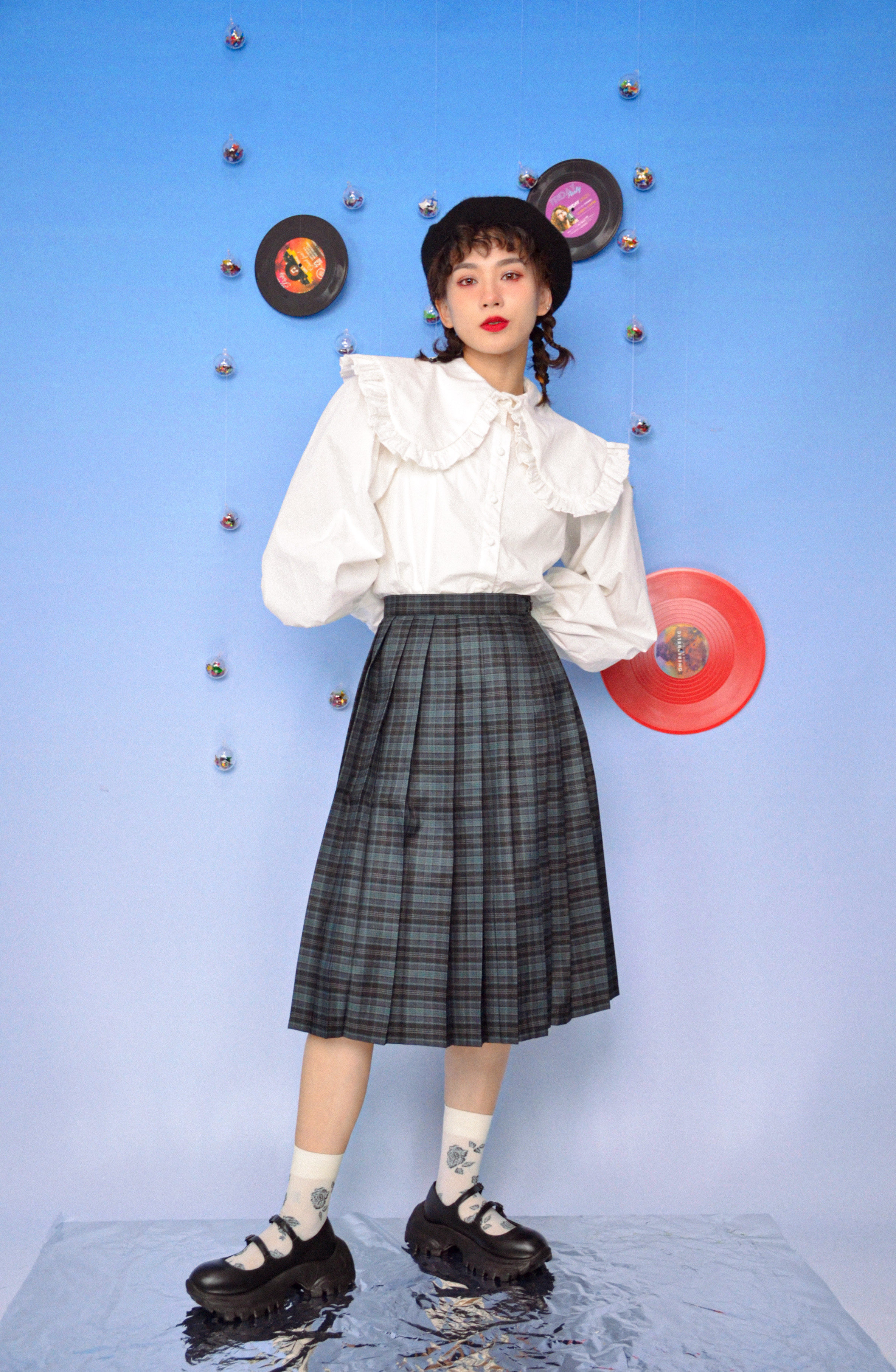 阿美商店jk日系学院百褶裙海格子半身百搭高腰半身裙