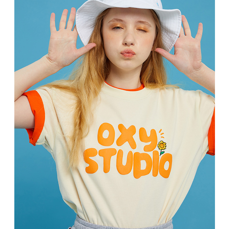 【Oxy潮牌店】Oxystudio四色发泡logo短袖字母印花学生小花T恤