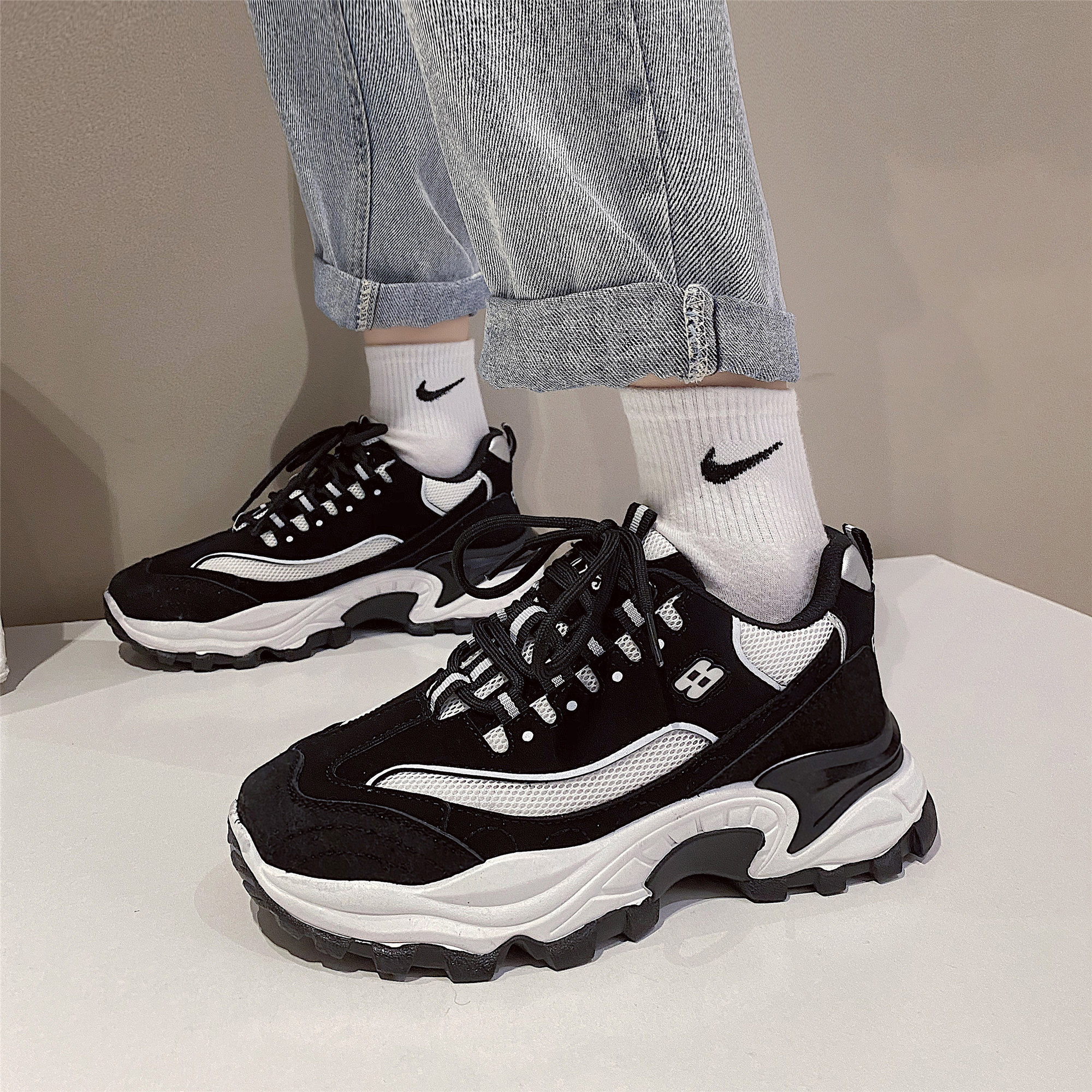 网红熊猫老爹鞋女ins2022春季新款百搭超火时尚休闲鞋