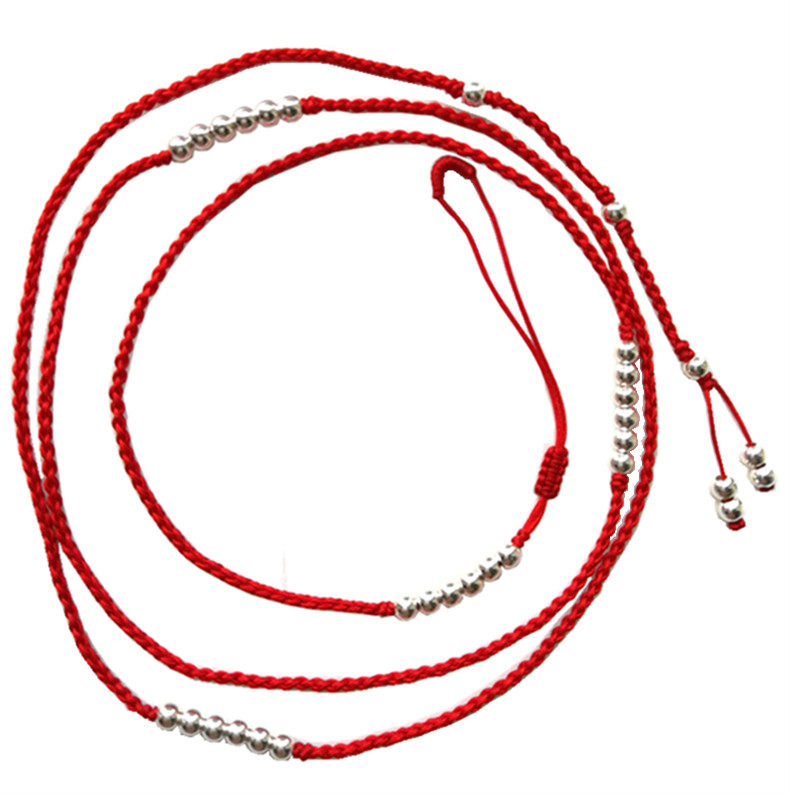 红腰链女性感身体链红绳s925纯银腰绳本命年属鼠年辟邪转运细腰带