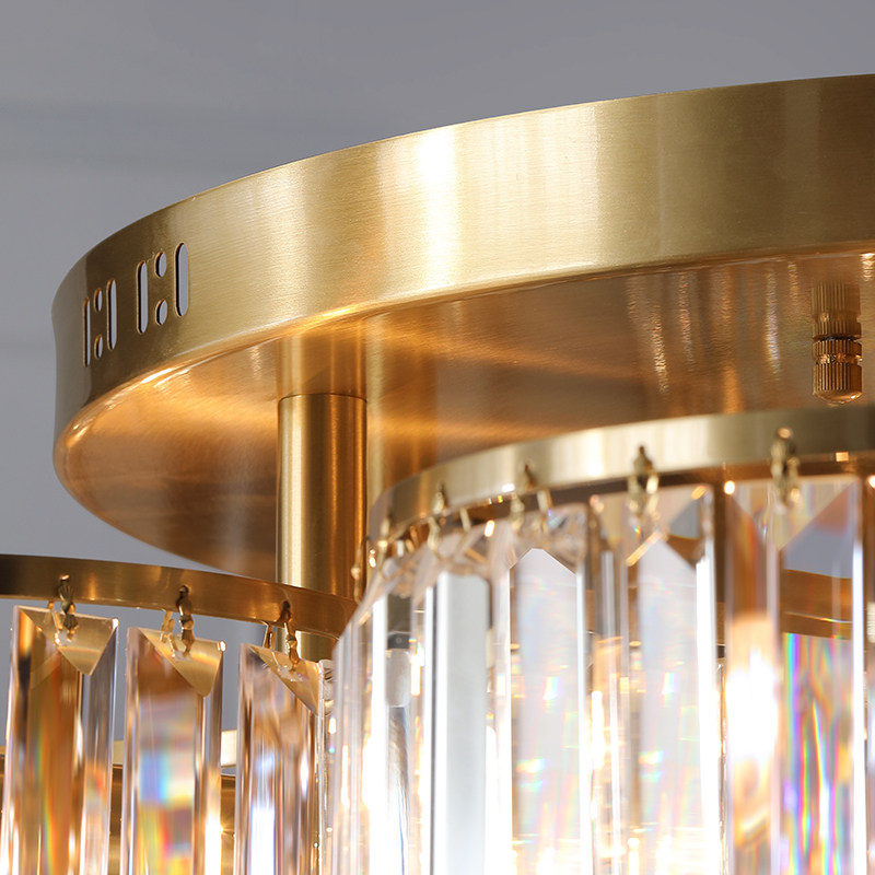 棱镜水晶灯吸顶灯卧室温馨浪漫圆形轻奢ins顶灯led吸顶灯