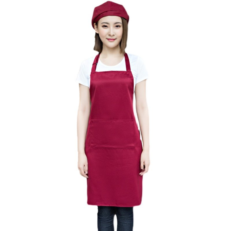 印字纯色时尚围裙家用烹饪防污脖围防水超市围裙