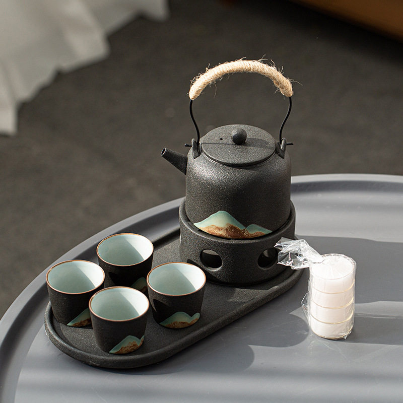 日式干泡茶杯茶壶提梁陶瓷长方功夫粗陶客厅功夫茶具