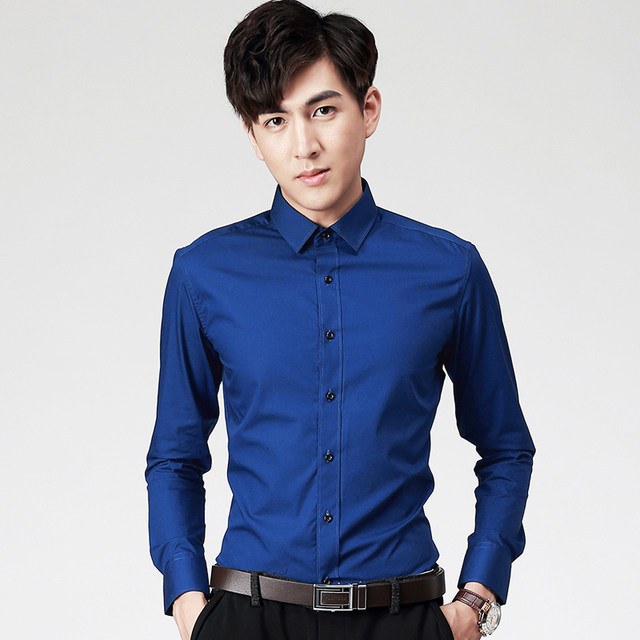 Spring style new long-sleeved white shirt long-sleeved professional shirt Korean version of the slim business business suit anti-wrinkle men's shirt Spring style new long-sleeved white shirt long-sleeved professional shirt Korean version of the slim business business suit anti-wrinkle men's shirt