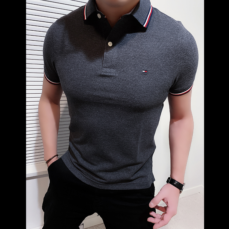 TOMMY HILFIGER 男士新款商务短袖POLO衫速干防晒透气T恤TM4-12