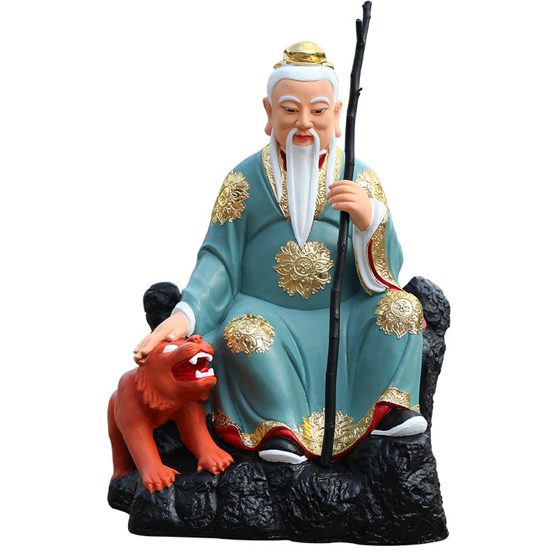 山神爷摆件坐虎土地爷保平安 树脂佛像镇宅 辟邪寺庙供奉山神佛像