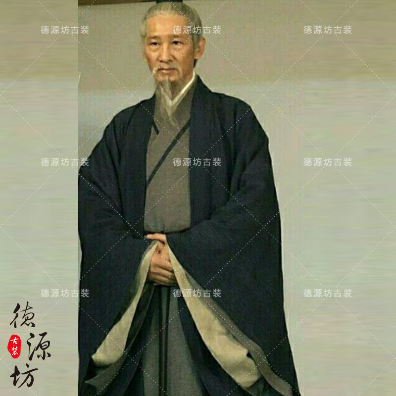 孔子周润发同款春秋战国时期影视古装儒家书生服群演棉麻演出服装