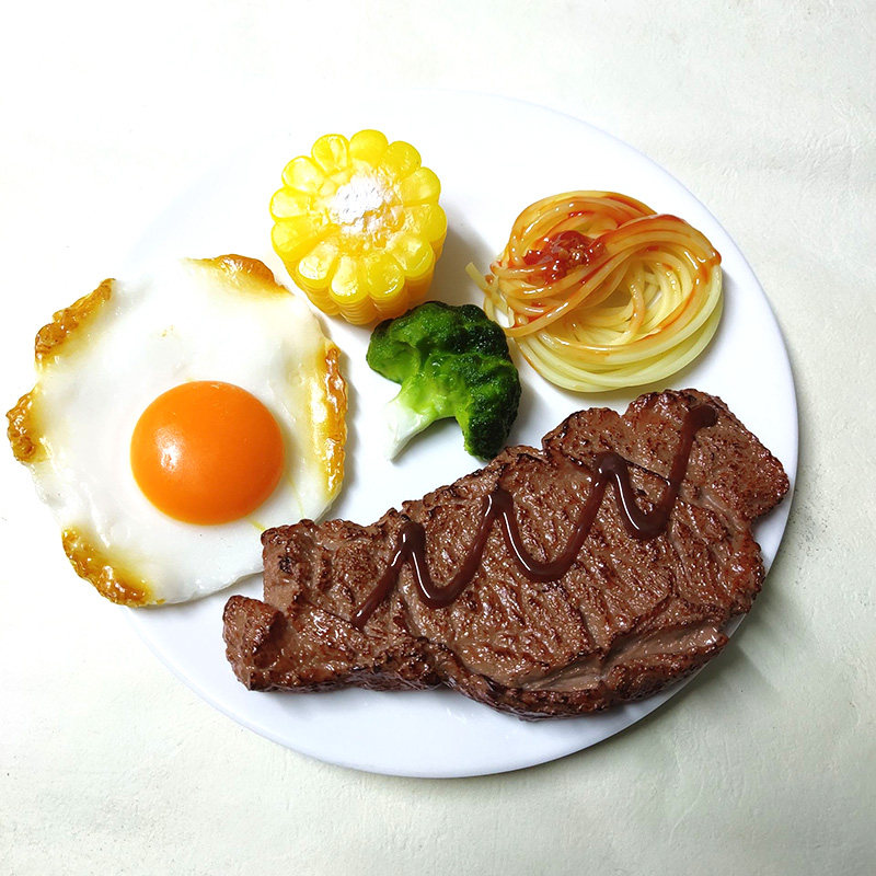 西餐仿真食材模型儿童食品食物意面拍照拍摄道具牛排沙拉美食摆件