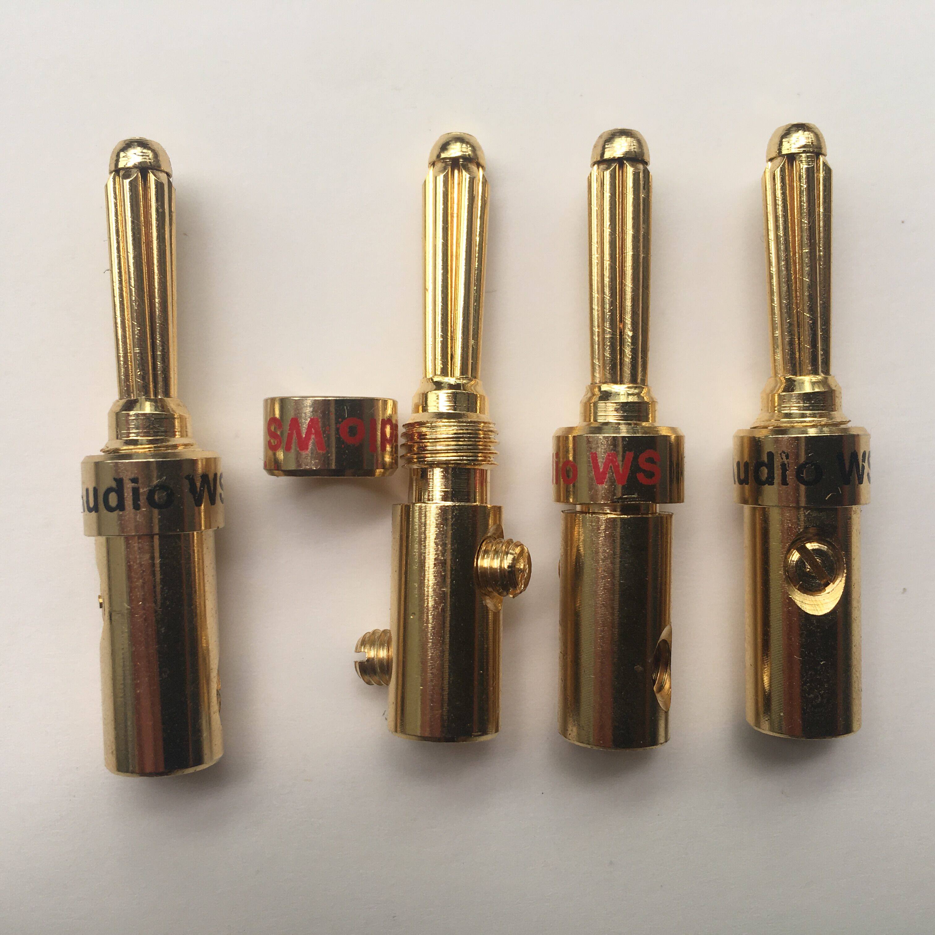 香焦头镀金焊接插头接线线头纯铜无氧音箱音响端子