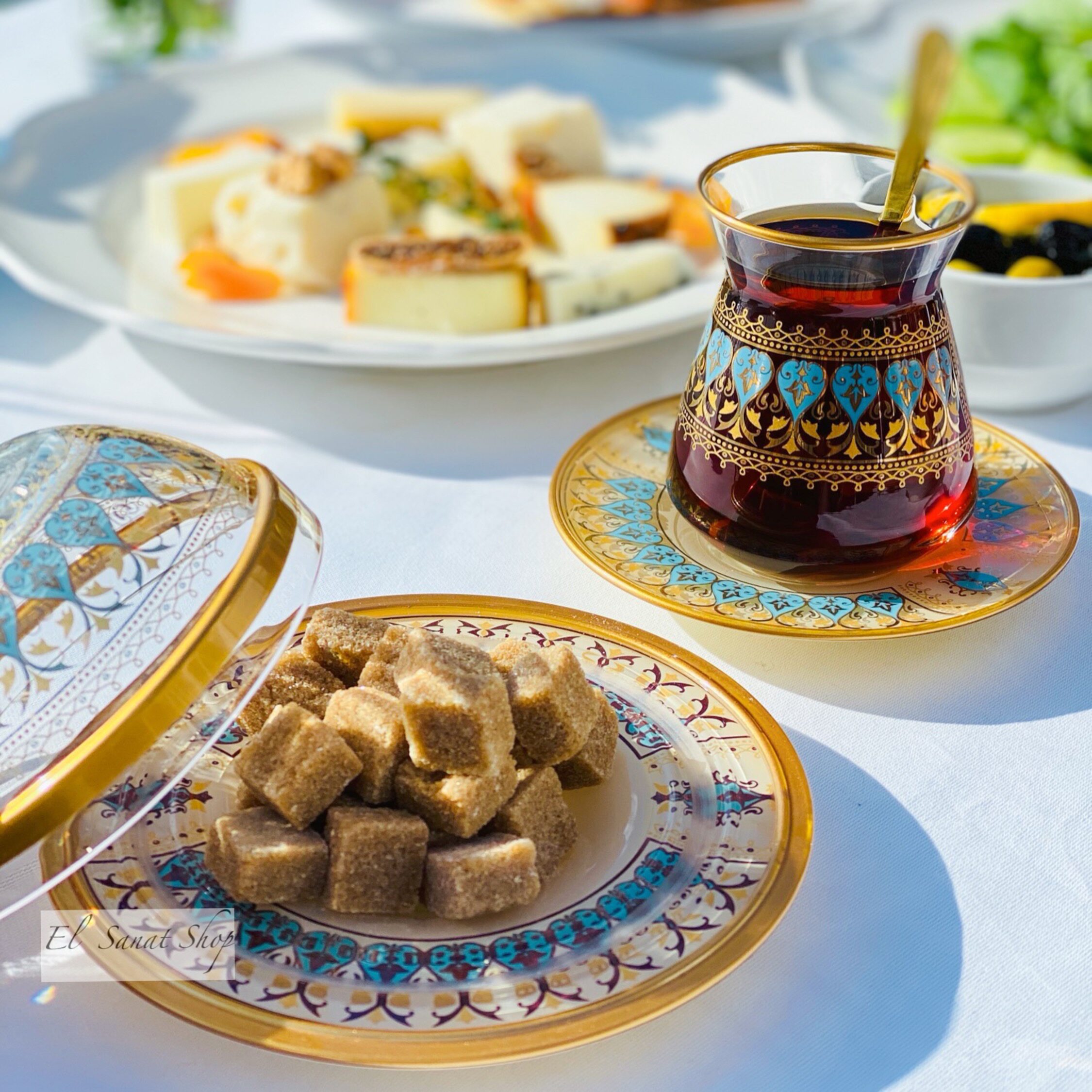 土耳其手工手绘糖罐点心饼干方糖罐配红茶茶杯糖缸