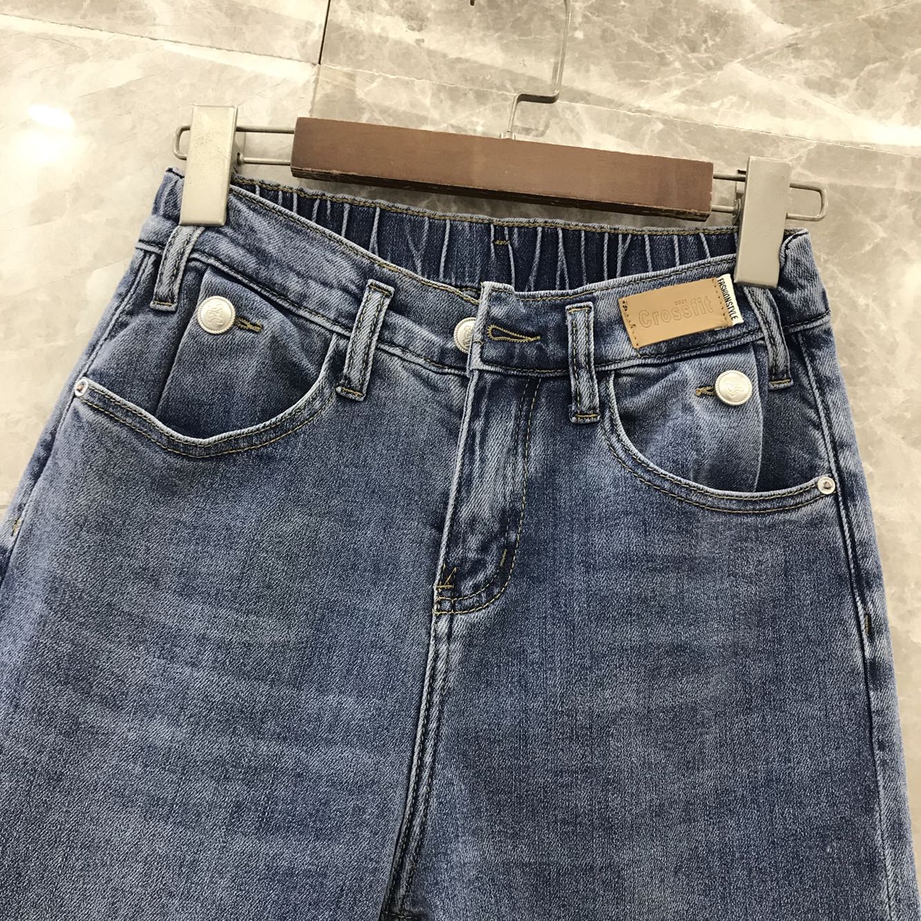 阿凡春季牛仔宽松高腰九分新款2021凡牛裤女牛仔裤