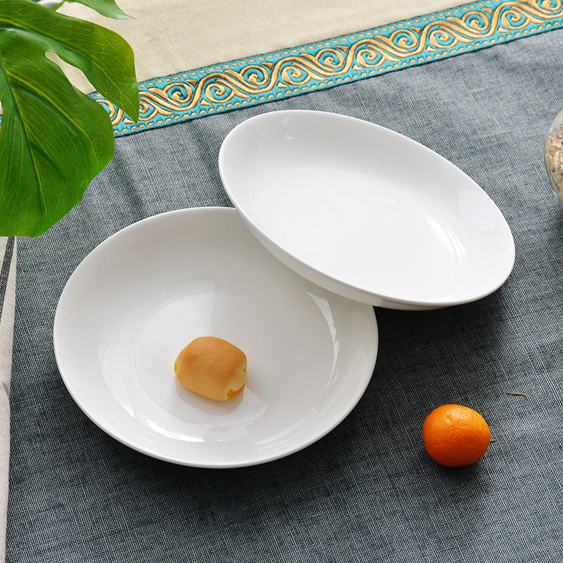 白色碟子10个 菜碟子6寸大碟子家用大号调味碟子骨瓷咸菜小碟子