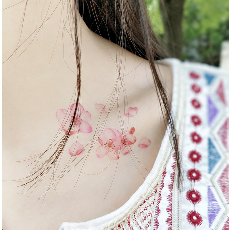枝爷原创凉凉桃花防水纹身持久锁骨唯美韩式身体彩妆