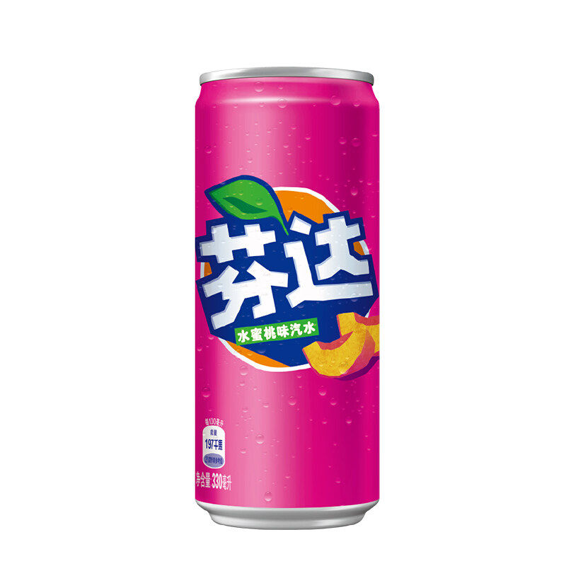 可口可乐芬达汽水330ml24细长摩登苹果葡萄橙味碳酸碳酸饮料