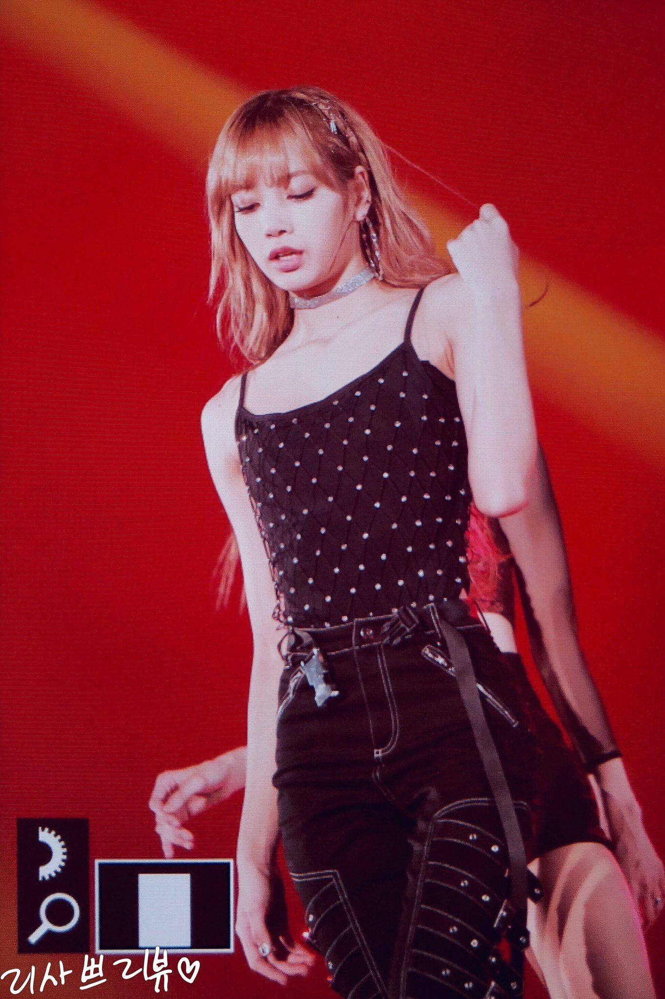 blackpink lisa同款黑色紧身吊带珍珠网格attention舞台表演潮