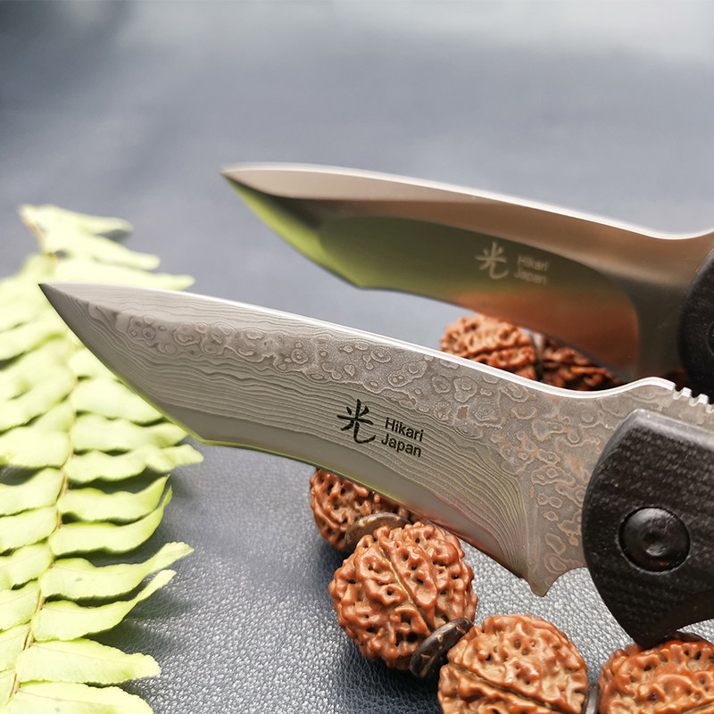 外单出口日本蛤刃大马士革户外战术折叠d2高硬度硬度其他户外刀具