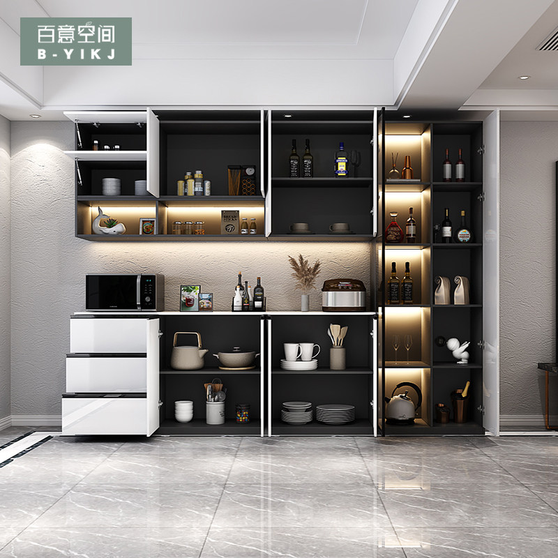 轻奢餐边柜一体靠墙现代简约酒柜环保板材支持定制五年质保送货安装