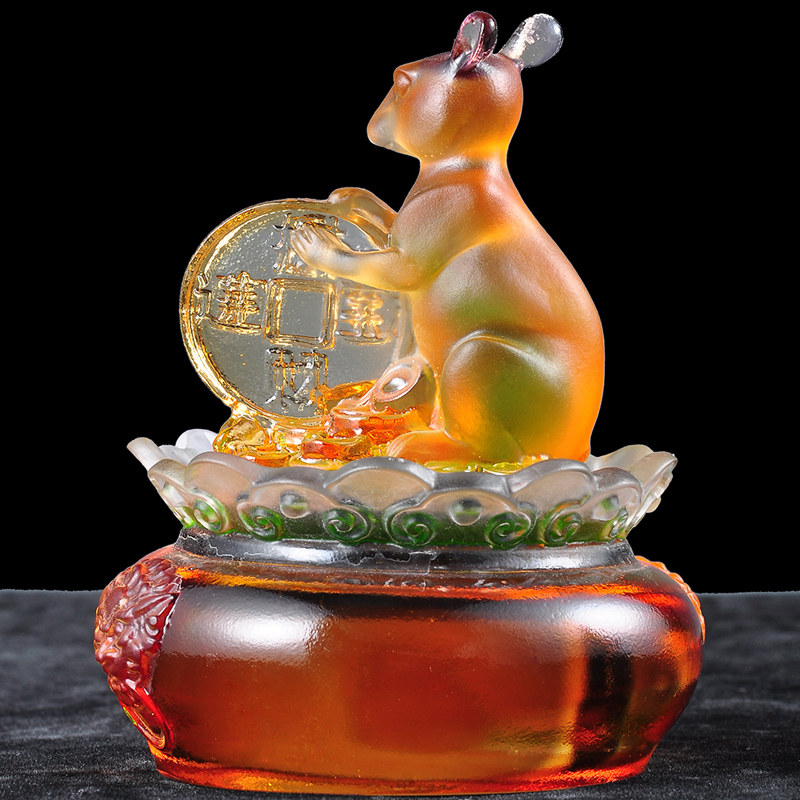 琉璃十二生肖摆件招财老鼠工艺品属鼠吉祥物家居客厅摆件