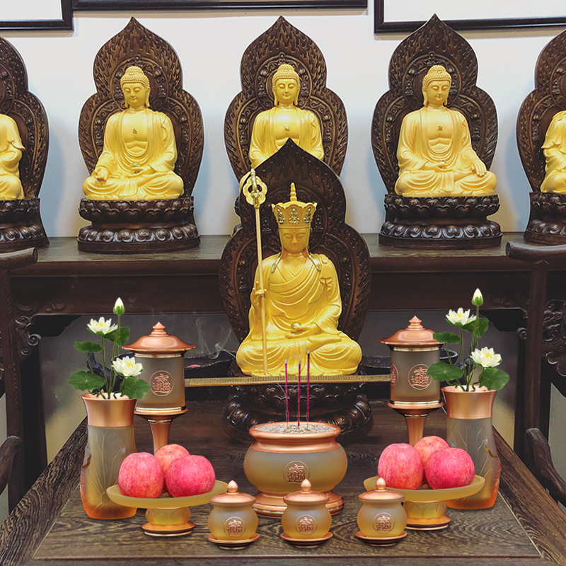 水杯佛前琉璃圣水摆件供水供佛观音净水家用摆件