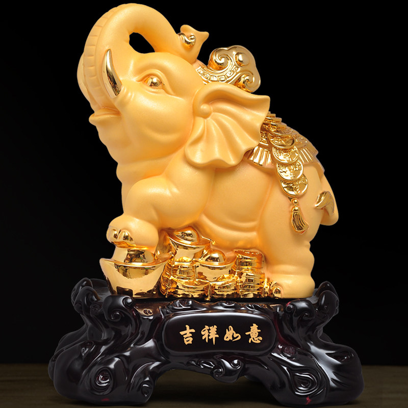 吉象摆件招财一对大象风水吸水客厅酒柜装饰公司摆件