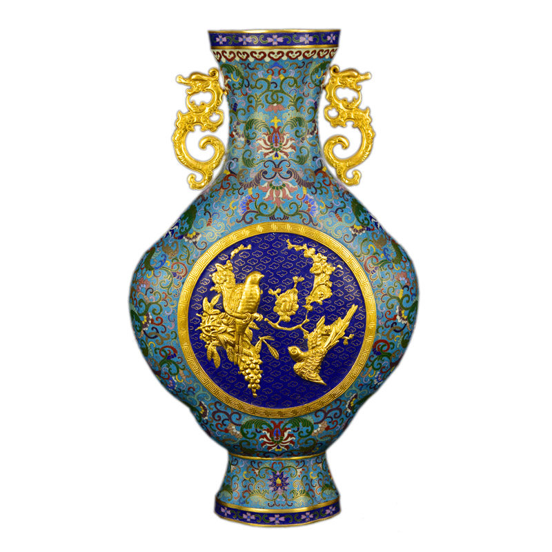 大清乾隆御制珐琅彩北北京景泰蓝花瓶18寸双龙景泰蓝