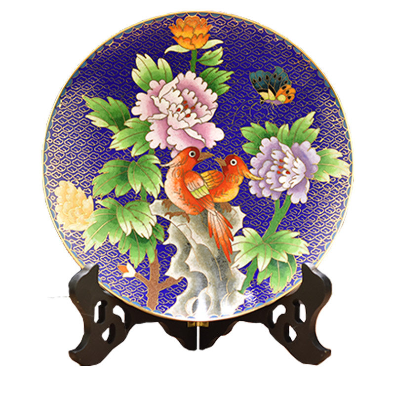 北京珐琅景泰蓝8寸赏盘铜胎丝纯手工艺品中式家居装饰景泰蓝
