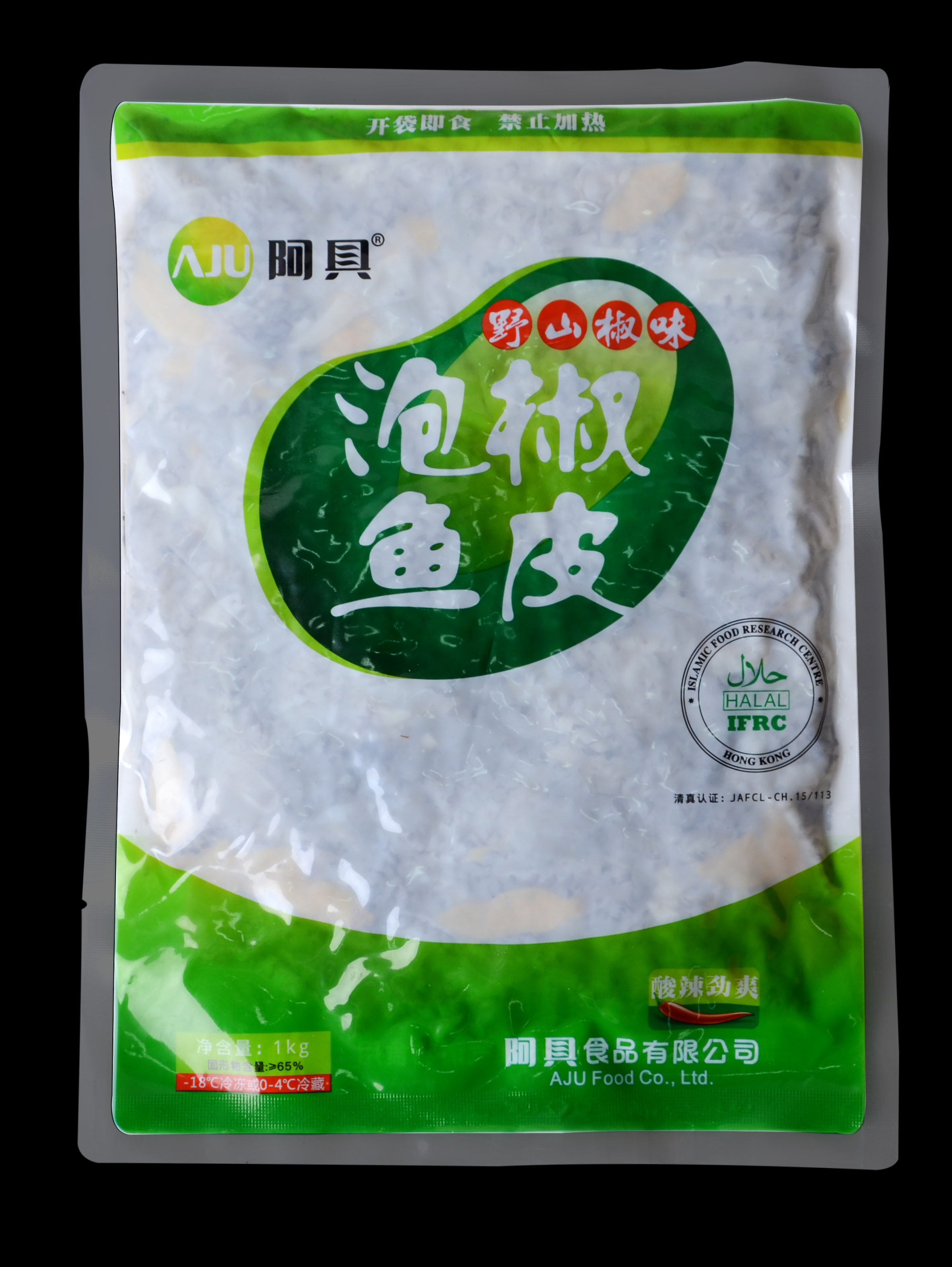 海鲜小小泡椒鱼皮零食即食辣鱼皮阿具饭店凉拌即食鱼零食