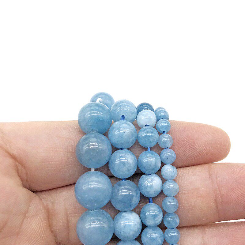 欧美美高街aquamarinedyedjade珠宝海蓝海蓝宝宝玉天然项链