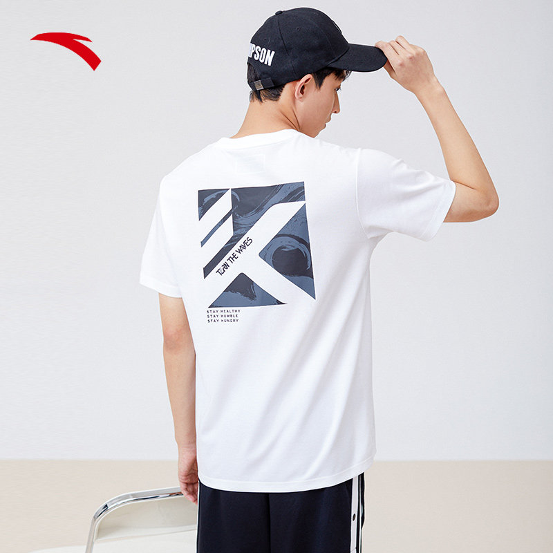 安踏夏季上衣速干宽松休闲汤普森恤男kt短袖运动t恤