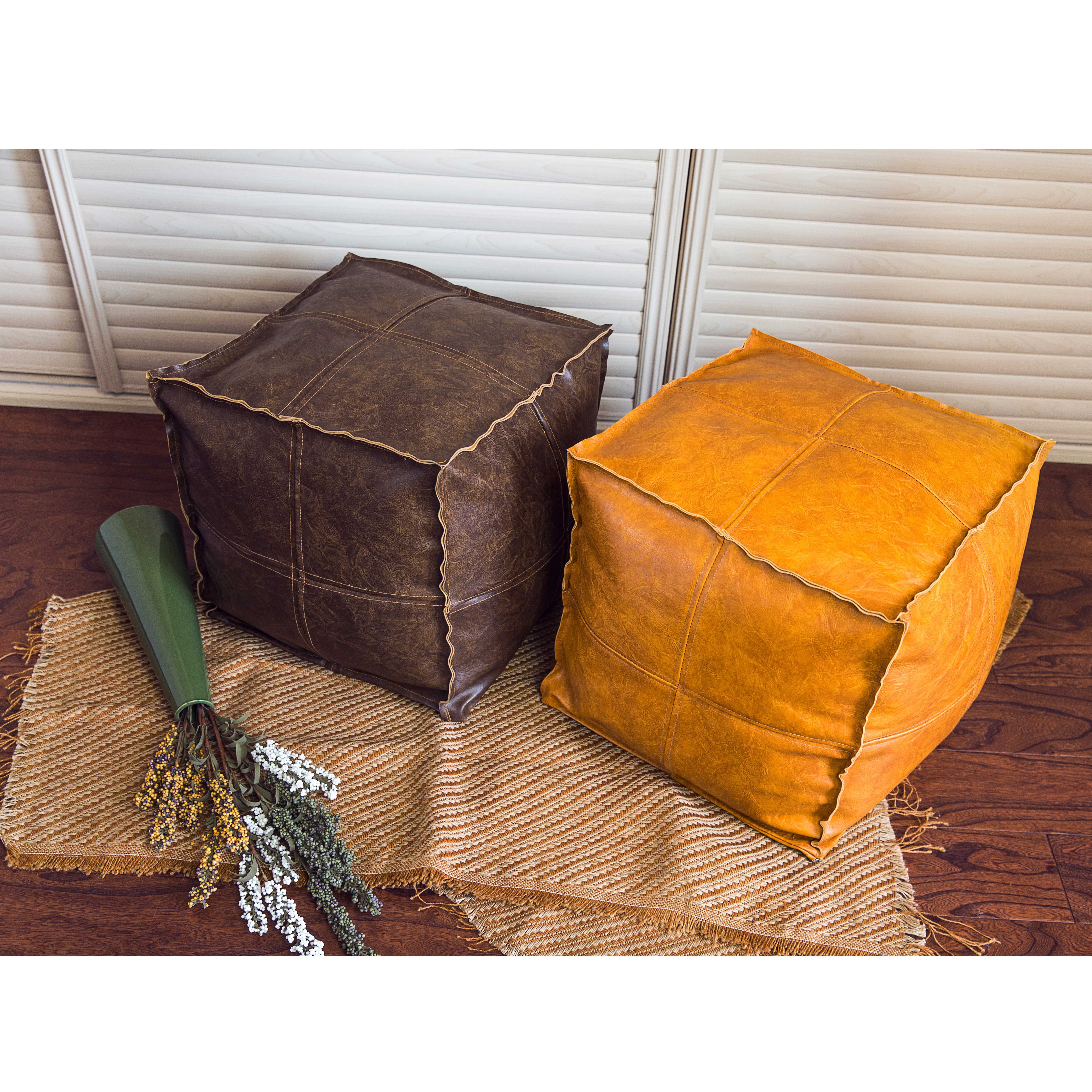 方形极有家坐墩蒲团榻榻米坐垫家用换鞋凳手工蒲团懒人皮坐垫坐墩