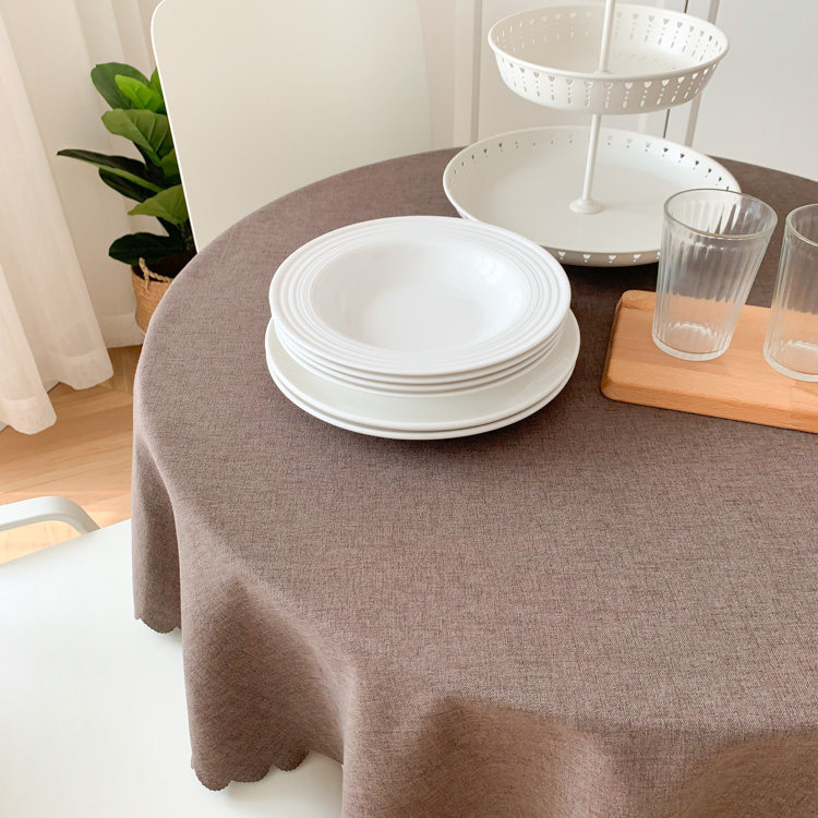 大圆圆桌桌布布艺家用棉麻小清新纯色中式酒店桌布