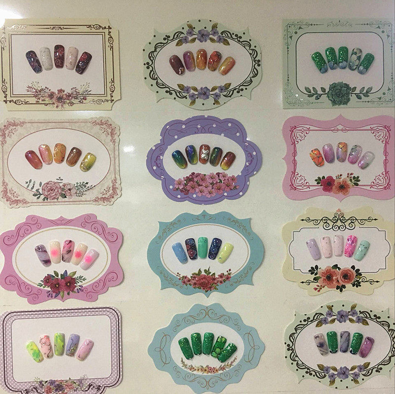 美甲展示卡片纸卡小型作品展示练习艺术艺术美色卡美甲工具