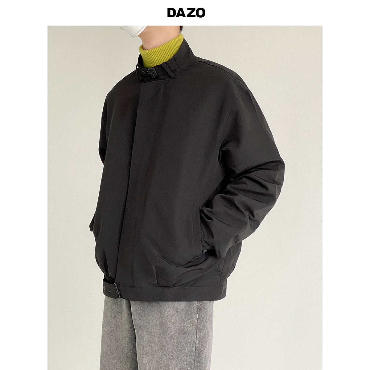 DAZO 高品质立领夹克男韩版潮流宽松简约短款小外套休闲春秋百搭