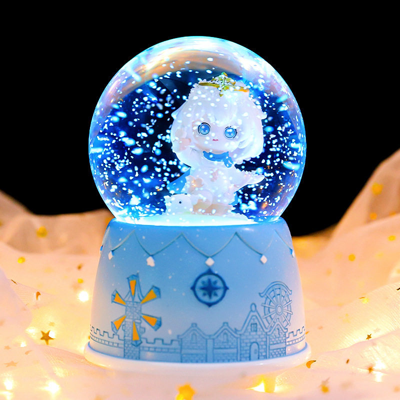 发光飘雪旋转卡通动漫梦幻原神玻璃水晶球音乐盒音乐盒