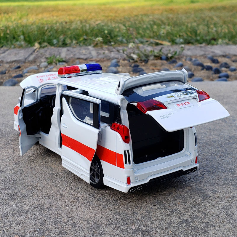 车模埃尔法合金救护车公安安特警车仿真救援金属车模
