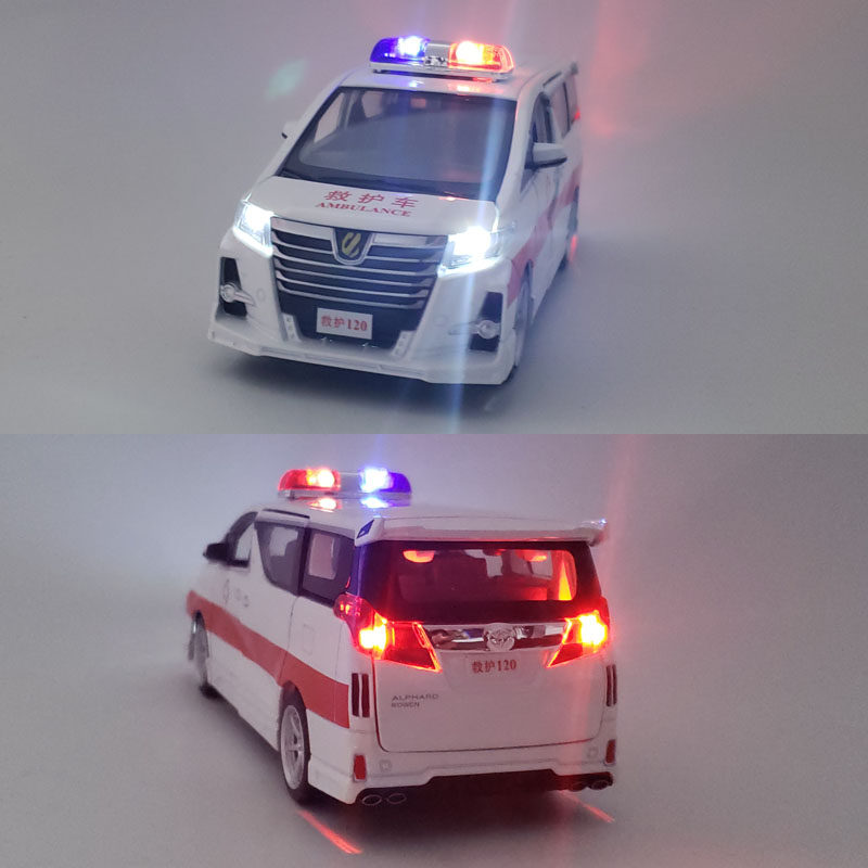 车模埃尔法合金救护车公安安特警车仿真救援金属车模