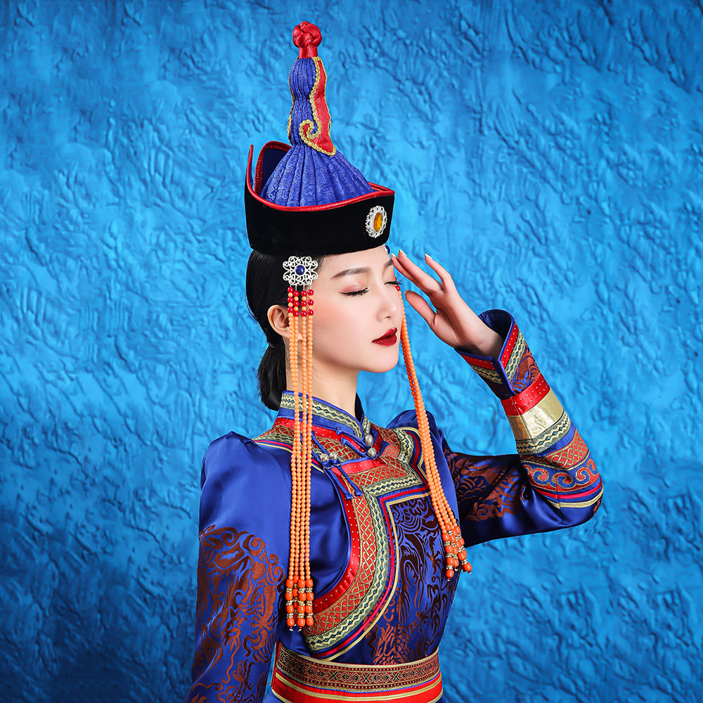 蒙古族帽子少数民族特色舞蹈演出服蒙古袍头发饰品艺考剧目帽子