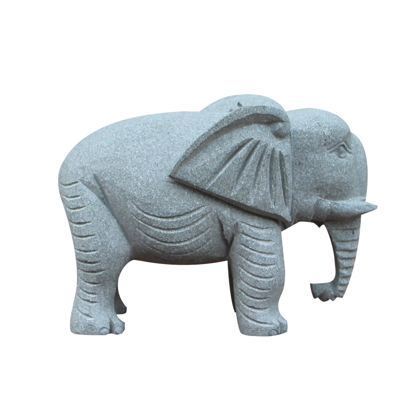 包邮镇石象石雕青石小象摆件一对招财石头公母石雕