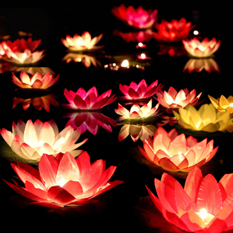 花灯元宵节装饰荷花许愿灯河灯莲水灯祈福灯儿荷花灯