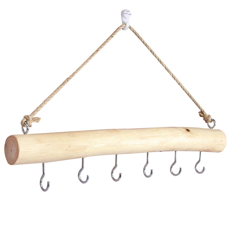 创意实木挂钩无痕打孔挂衣门后衣帽长排衣服挂钩