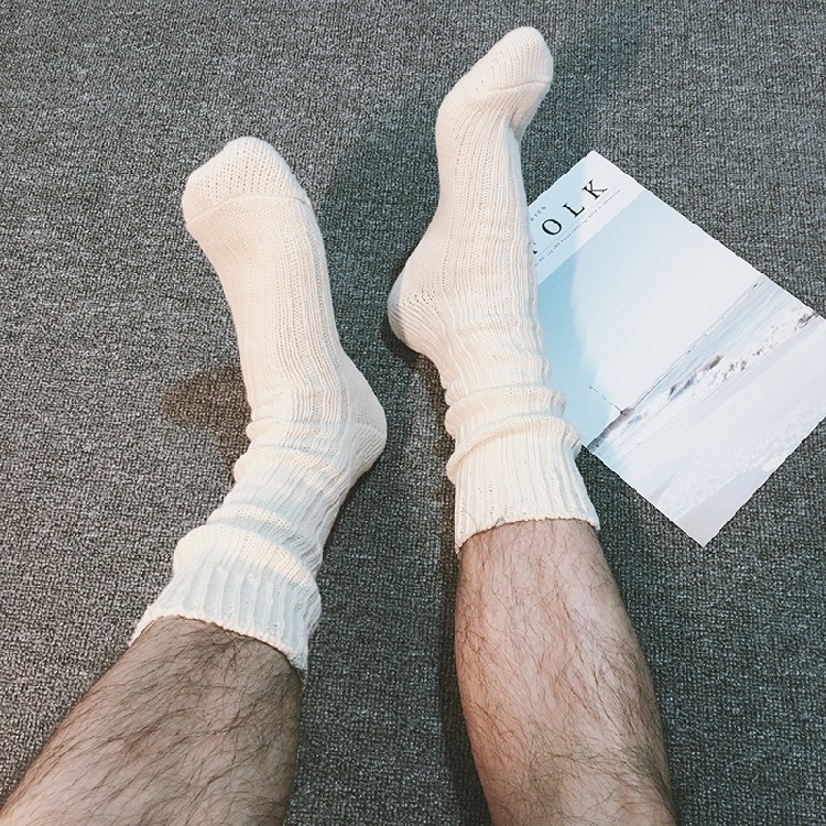 沫梵先生socks新品原宿咔叽风粗针粗线日系堆堆袜男中筒袜