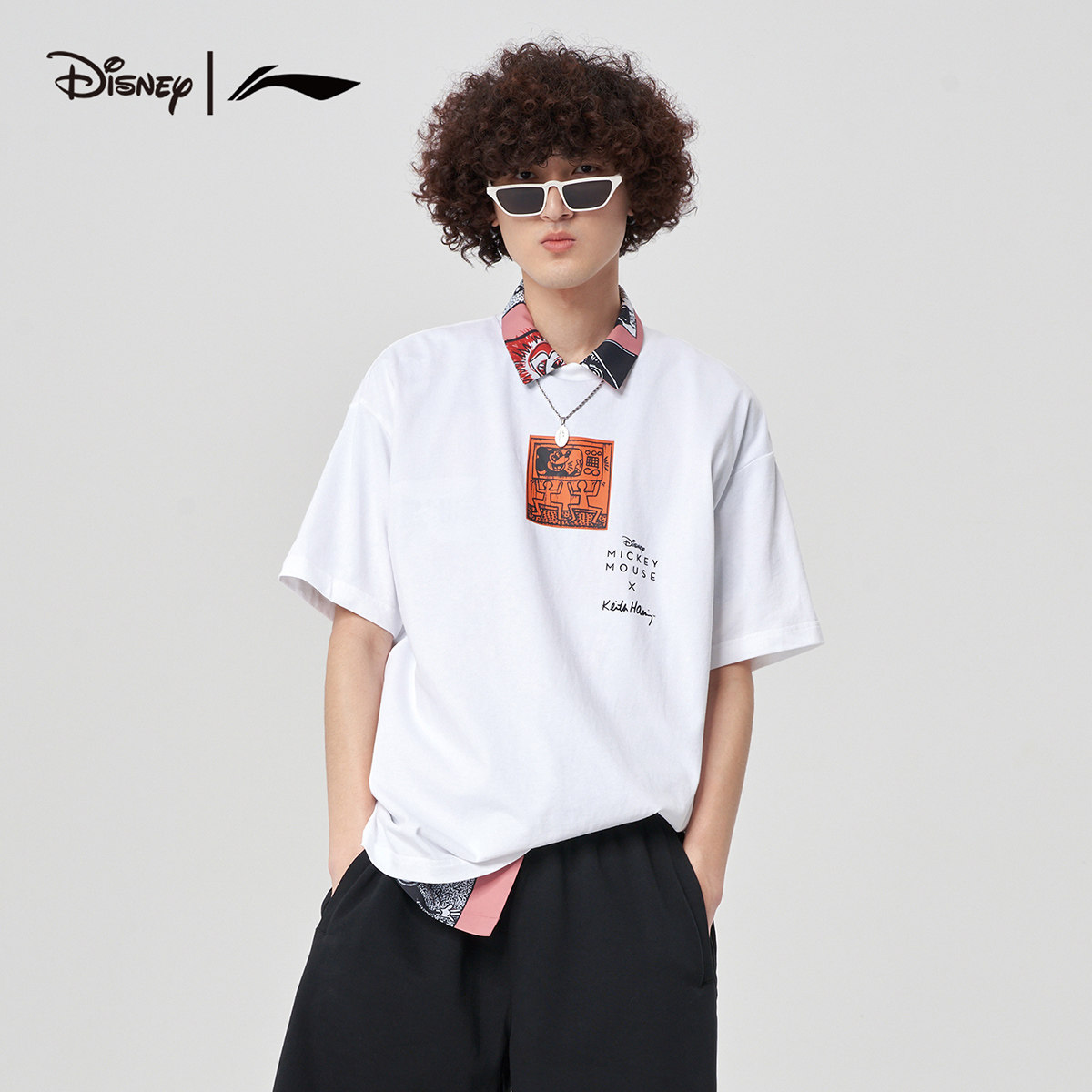 李宁迪士尼联名蔡程昱同款恤男2022新款圆领宽松运动t恤