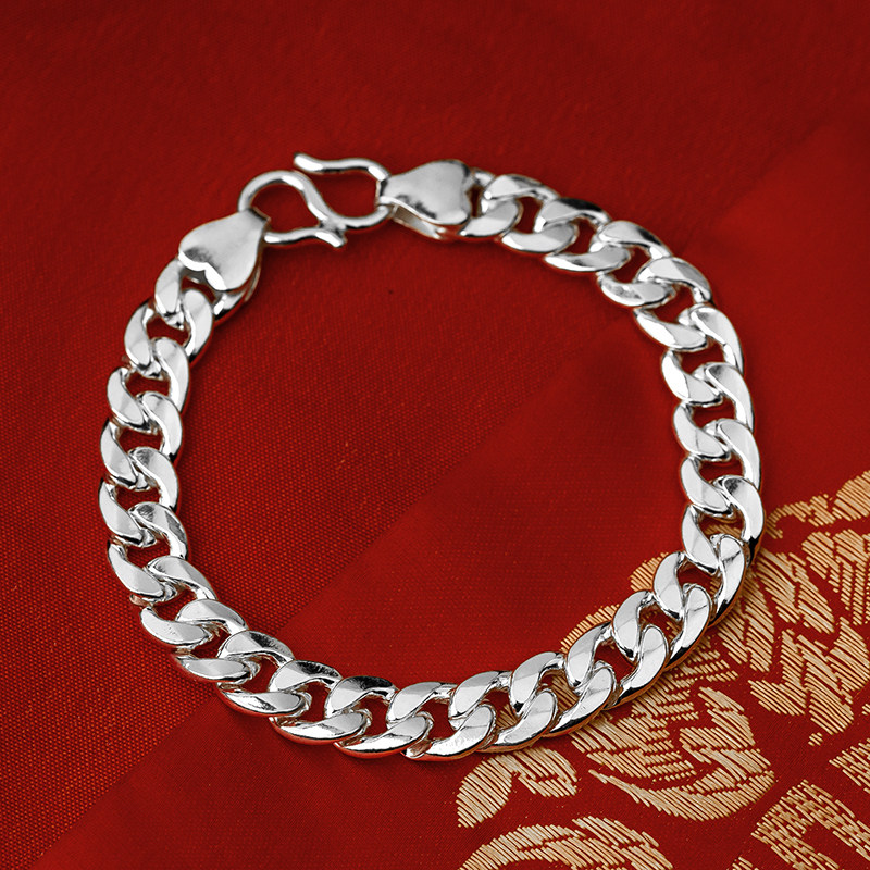纯银男士手链专柜正品时尚韩版霸气马鞭银饰手链